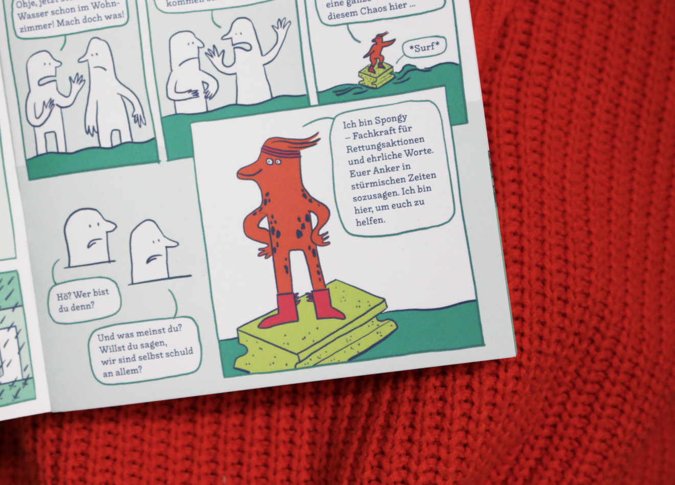 Ausschnitt aus dem Comic. Der Hauptcharakter stellt sich vor und sagt in einer Sprechblase: 