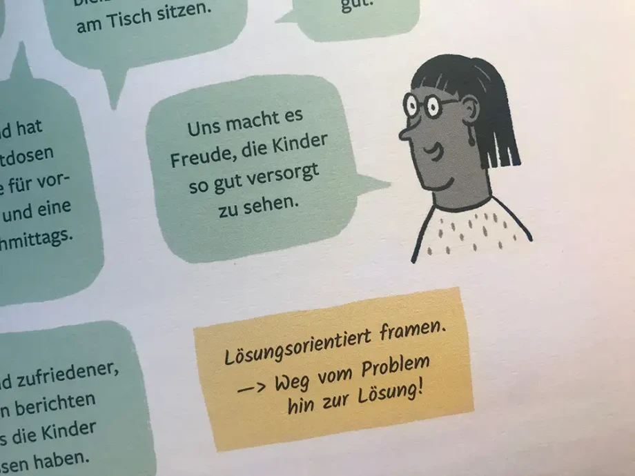 Detail in der aufgeschlagenen Broschüre.