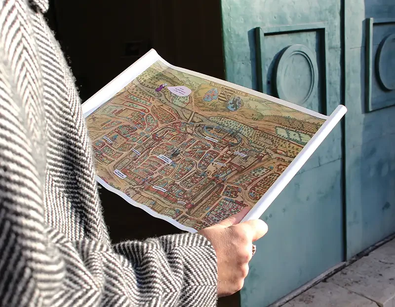 Ein historischer Stadtplan.