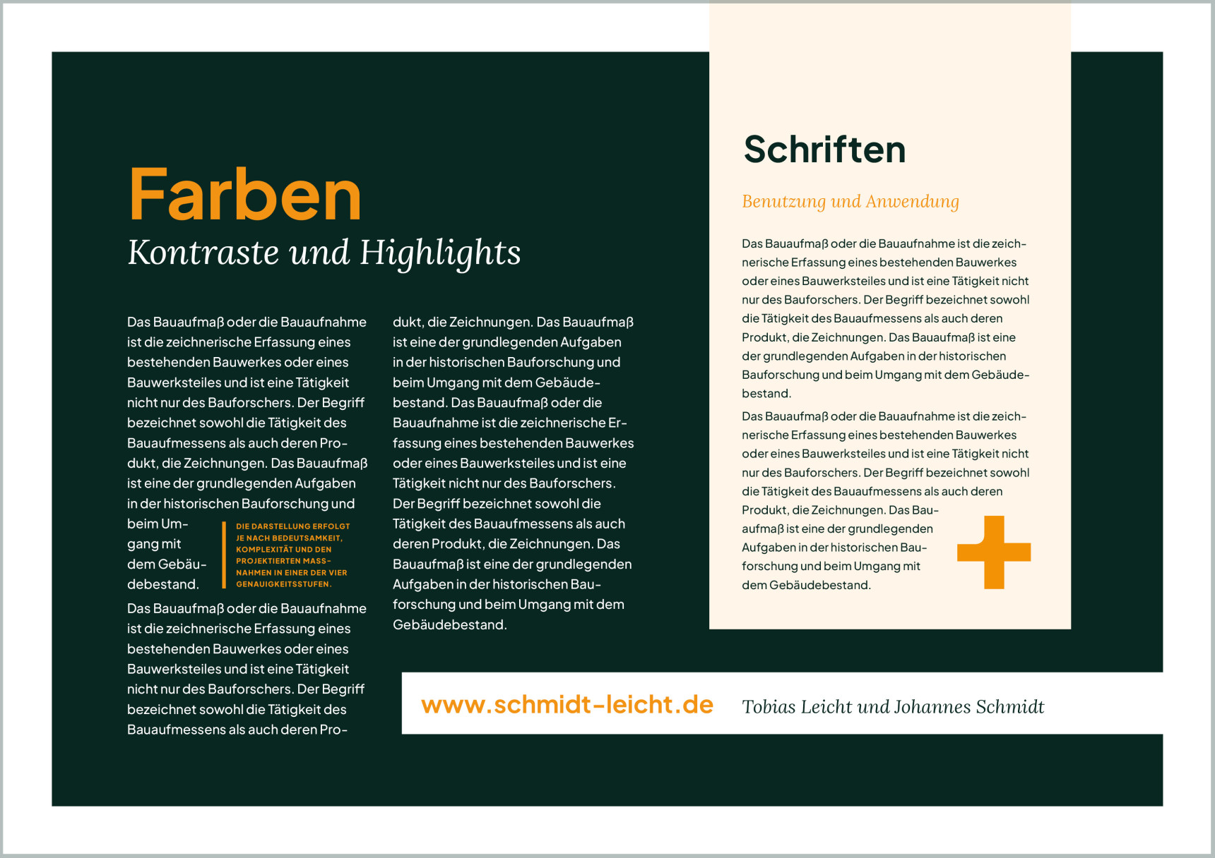 Ausschnitt aus dem Corporate-Design-Manual zum Thema Hausfarben und Schriften.