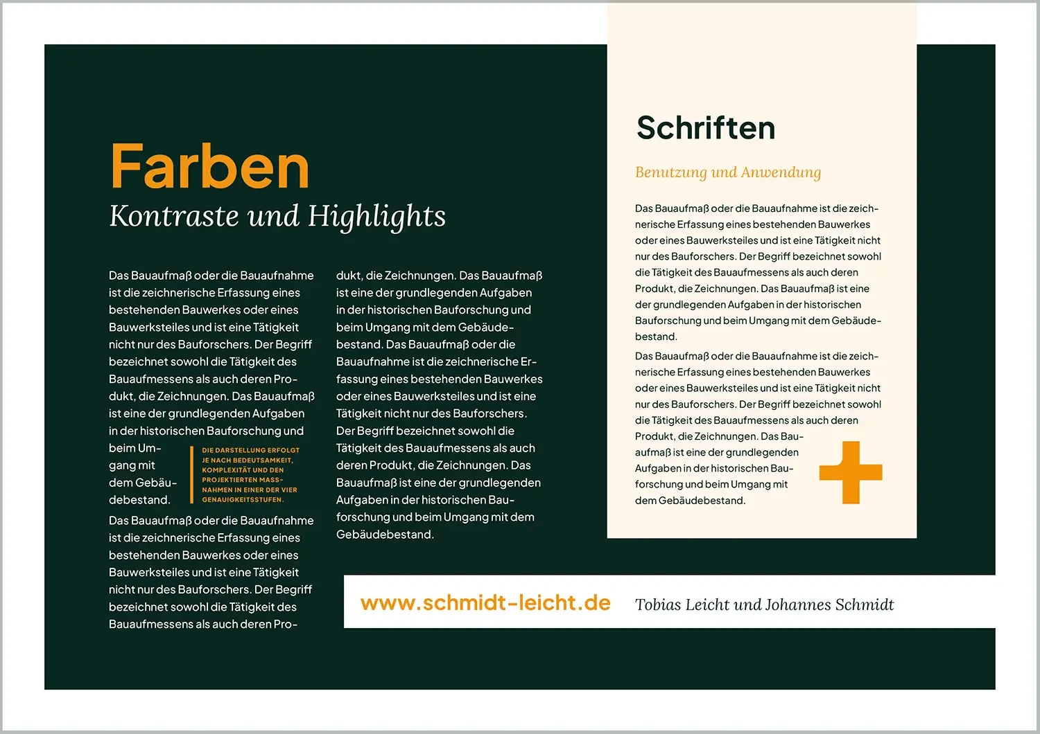 Ausschnitt aus dem Corporate-Design-Manual zum Thema Hausfarben und Schriften.